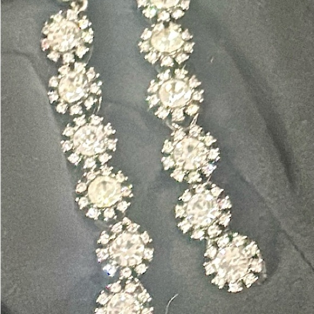 Long Rhinestone Earrings - Picture 4 of 6
